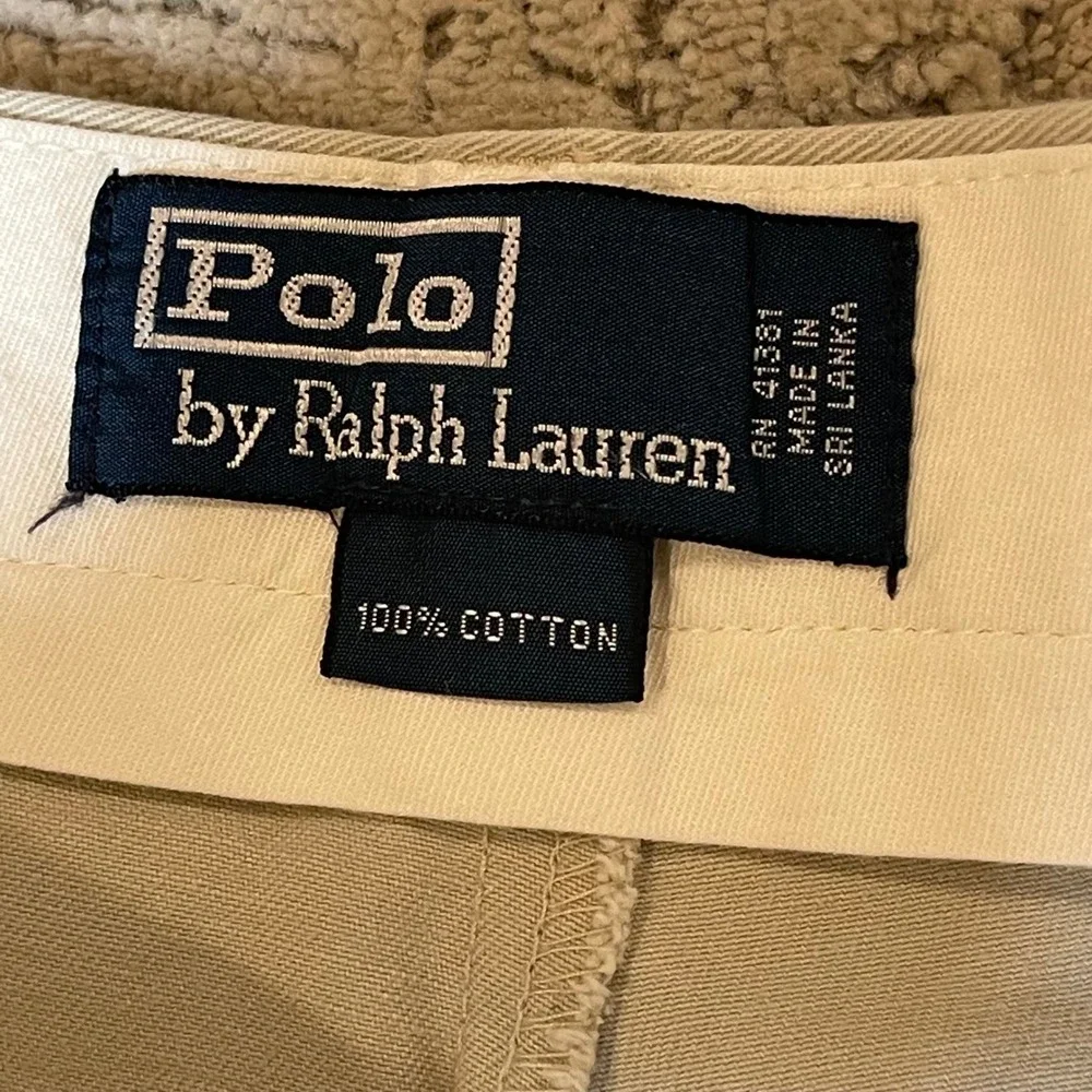 Polo Ralph Lauren Mens Khaki Chino Pants 38x30 Tan‎ Cotton Straight Flat Front